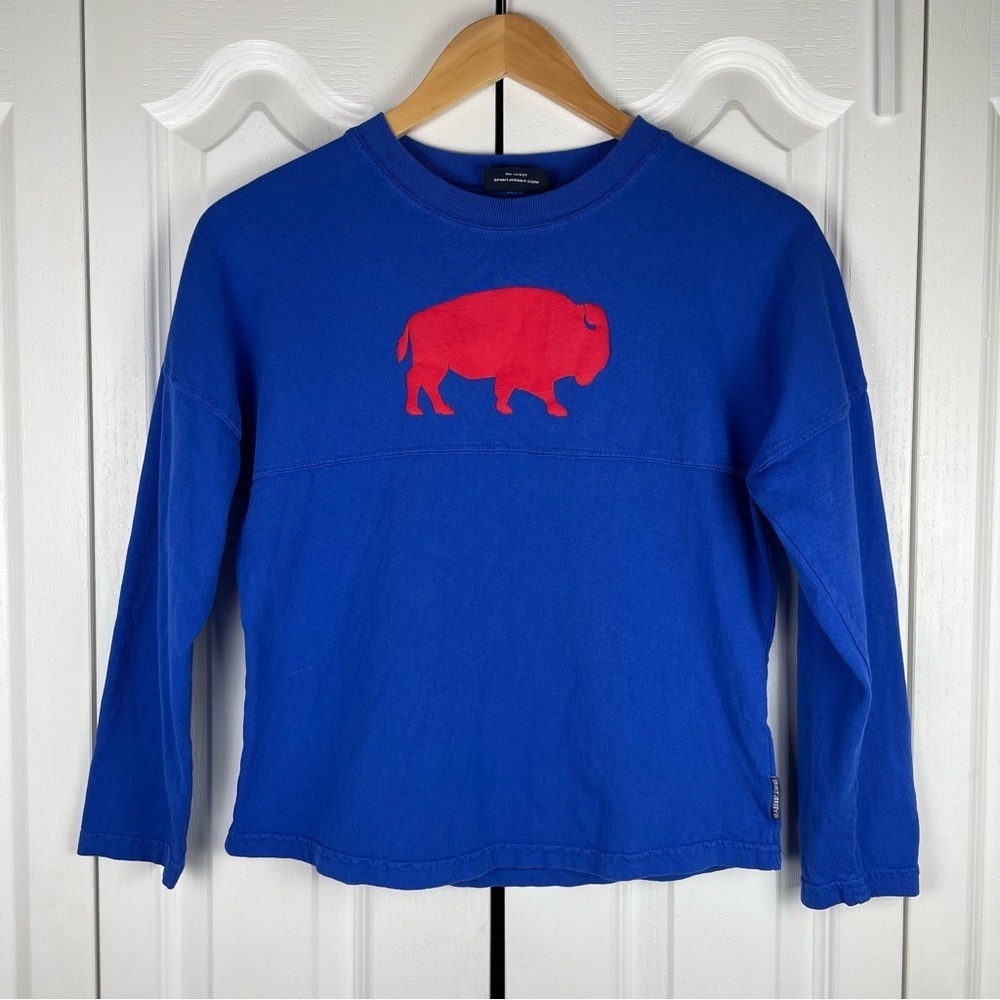 Buffalo Bills Spirit Jersey Shirt Kids Boys Size L Let’s Go Buffalo Long Sleeve - Picture 2 of 15